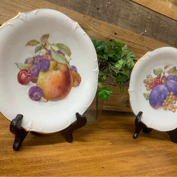 Set of Two Bavaria Schumann Arzberg Fruit Nuts Snack Plate Golden Crown E&R Germ - Picture 5 of 10